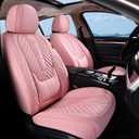 Coverado Seat Covers Front Seats, Car Seat Cover Protector with Lumbar Support, Waterproof Car Seat Cushion, Leather Seat Covers Carseat Cover Universal Fit for Most Cars(Pink)