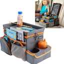 High Road CarHop Car Organizer for Kids and Passenger Seat Organizer for Adults - Road Trip Cooler with Car Cup Holder Tray and 6 Organization and Storage Pockets (Gray)