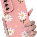 for Samsung Galaxy A54 5G Phone Case, Fashion Flower Pattern Design Girls Women Liquid Silicone Cover, Slim Shockproof and Scratch-Resistant Soft Case for Samsung A54 - Pink