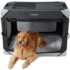 Lesure Collapsible Dog Crate - Portable Travel Kennel for Extra Large Dog, 4-Door Pet Crate with Durable Mesh Windows, Indoor & Outdoor, Charcoal Gray, Size: 42.0"L x 28.0"W x 31.0"H