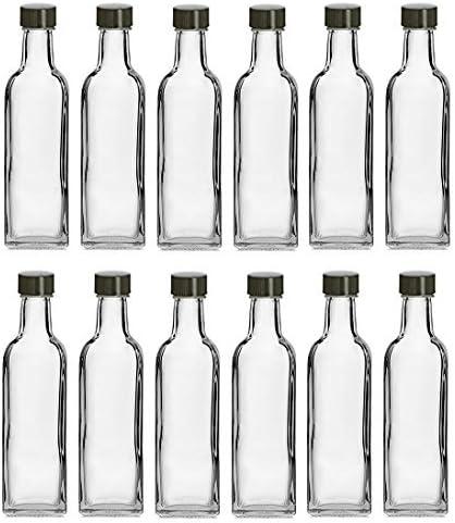 Hot Sauce Bottles 21-Pack 5oz Round Small Glass Bottles with Caps & Funnel - Reusable Mini Sauce Containers for Chili Oil, Vinegar, Gift Favors - Leakproof & Label-Ready