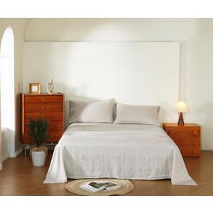 100% French Flax Linen Sheet Set, Bed Sheets Breathable and Durable, 4 Pcs Set - 1 Flat Sheet, 1 Fitted Sheet, 2 Pillowcases, 16 Inch Deep Pocket, All Season (Natural Linen, King)