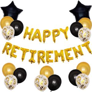 Happy Retirement Balloons Banner, Retirement Party Decoration We Will Miss You Retired Balloons Ideal for Women Man Retirement Party Supplies God, Gold