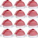SATINIOR 12 Pieces Santa Hats Christmas Non Woven Fabric Hat for Holidays Xmas Party Supplies (Large, Red and White)