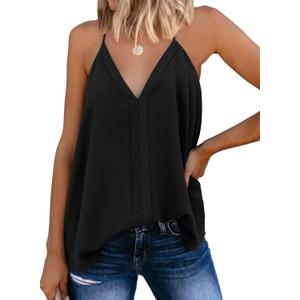 miduo Womens V Neck Strappy Tank Tops Loose Casual Sleeveless Shirts Blouses (Large)