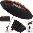 New 60" Folding 16 Ribs Magnetic Umbrella,Designed for Outdoor Work,600lb Strong Suction Hvac Umbrella With Magnetic Base & Clamp,Inverted Ribs,2-in-1 Sun & Rain Protection,Portable for HVAC