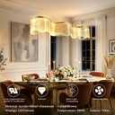 Modern LED Chandelier, Wave-Shaped Pendant Light with Gold Frame and Starry Acrylic Shade, Dimmable Ceiling Light Fixture for Dining Room, Kitchen Island, Living Room, Bedroom, Wavy