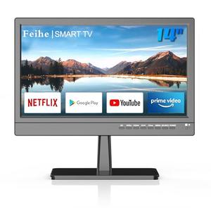 Feihe 14 inch Small Smart TV, HD Flat Screen Android TV Download APPs for Kitchen, Bedroom, RV