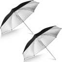[2 Pack] 43" Black/Silver Reflective Umbrella Kit for Contrast, Concentrative Light, Studio/Outdoor Photo and Video Lighting Accessories