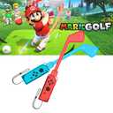 Uxilep Golf Club for Mario Golf: Super Rush - Nintendo Switch Joy-Con Accessories, Mini Hand Grip With Wrist Strap - 2 Pack (Red & Blue)