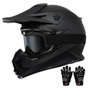 TRIANGLE Adult Dirt Bike Helmet Full Face Motocross Helmets DOT Certified, Matte Black, X-Large