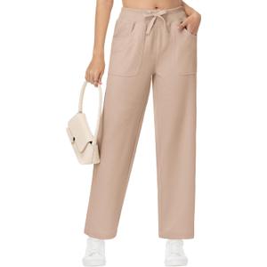 YuKaiChen Womens Pants Baggy Wide Leg Casual Elastic Waisted with Pockets (XL)