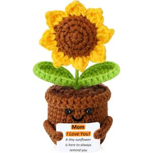 2 x Sunflower Mothers Day Birthday Gifts for Mom from Daughter Son Emotional Support Crochet Sunflower Gifts for Mom Women