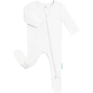 PurComfy Baby Zipper Footie Pajamas, Supersoft Bamboo Rayon Baby Footed Pjs Boy Girl 0-3 Month Coverall Sleepers (Cream)