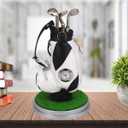 Golf Gift Golf Pens Holder, Golf Bag Holder with 3 Pieces Aluminum Pen Golf Bag Pencil Holder for Men (White and Black/C)