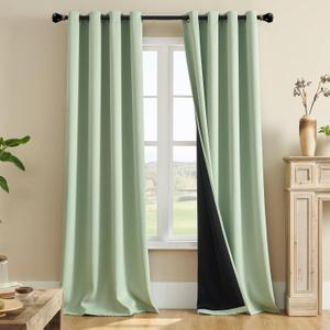 Rutterllow 100% Blackout 340 GSM Curtains 2 Panels, Full Shade 84 Inches Long Complete Drapes for Living Room, Thermal Insulated Bedroom Window Treatment Drapes (Sage Green, 52 x 84 inch)