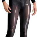 HTRUIYA Men's Bodystocking Shiny Pantyhose Full Body Stocking for Men Body Stockings Sexy (Black)