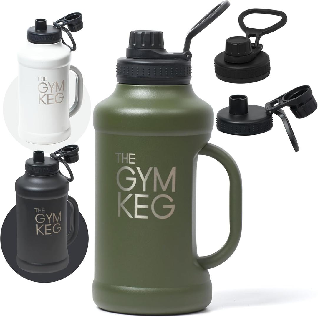 Gym Keg Insulated Water Bottle - 40oz with Handle and Lid- Big Metal Water Bottle - Easy to Clean with Wide Mouth Design - Large Capacity Metal Water Jug Ideal Gift for Friends and Love Ones