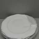 Foraineam 12 Pack White Charger Plates with Beaded Rim, 13 Inch Round Plastic Dinner Chargers, Scalloped Serving Plates for Table Settings Wedding Party Catering Event Decoration