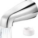 Fosenlion Universal Bathtub Faucet Replacement Tub Spout –– Fast-Fill, No-Leak Metal Faucet, Easy Installation, Fits 1/ 2" IPS & 3/ 4" IPS Thread Pipes, Includes Adapter (Chrome)