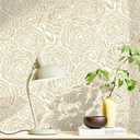 CiCiwind 197 in X 16 in Wallpaper Peel and Stick Wallpaper White and Yellow Floral Contact Paper for Cabinets Removable Self Adhesive Wall Paper Vintage Bathroom Decoral Papel Tapiz para Pared