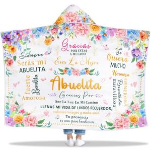 Abuela Gifts, Abuela Mothers Day Wearable Blanket Gift from Grandkids, Regalo para Abuelita, Gifts for Abuelita Manta, Abuelita Gift in Spainsh Hooded Blanket 47x72 in