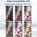 casesszoone for Samsung Galaxy S23 Cherry Case with Wrist Strap [Compatible with MagSafe] Magnetic Clear Four Corners Shockproof Cute Cherries Design Cover for Girls Women Teens Galaxy S23 6.1''