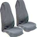 Car Seat Cover Protector Front Seats, for Gym Workout, Running, Swimming, Beach and Hiking, Waterproof Sweat Towel Bucket Seat Covers for Cars SUV Trucks (Grey, 2Pcs)