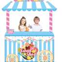 Sweet Shop Shaped Photo Prop Candy Theme Birthday Party Decor 60 x 48inch Fabric Sweet Photo Booth Frame Hanging Backdrop Banner Candy Shop Background Girl's Candy Party Favor Party Supplies