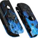 eXtremeRate Blue Flame Soft Touch Joycon Handheld Controller Housing (D-Pad Version) w/Full Buttons, DIY Replacement Shell Case for Nintendo Switch & Switch OLED Joy-Con  Console Shell NOT Included
