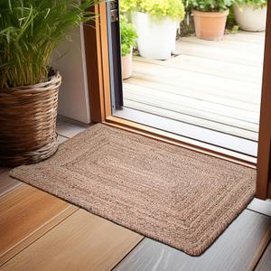Hausattire Hand Woven Jute Braided Rug, 2'x3'  Natural, Reversible Boho Entry Area Rugs for Kitchen, Living Room I Farmhouse Indoor Outdoor Decorative Floor Rug, 24x36 Inches