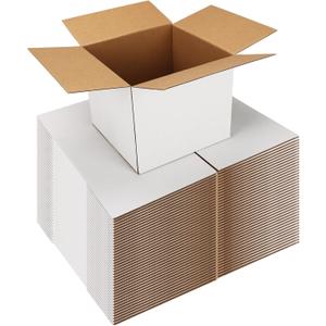Shipping Boxes 7X7X6 Set of 40, White Corrugated Cardboard Box for Mailing Business Packaging
