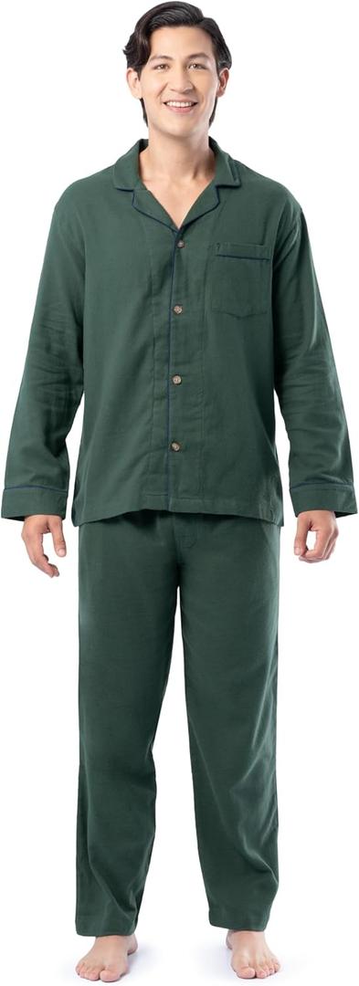 Fruit of the Loom mens Flannel Pajama Sleep Set (X-Large, Green)