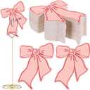 MotiMind 120 Pcs Pink Bow Place Cards Pink Thank You Cards coquette Party Decorations Bow Blank Seat Assignment Label Table Seating Card for Baby shower Wedding Party Buffet