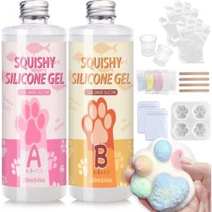 Taba Squishy Making Kit  Complete DIY Silicone Rubber Set with Cats Paw Mold, Ideal for Various Creative Crafts and Stress Relief (8.6 oz)