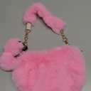 1pc Heart Shaped Bag Furry Handbag Plush Heart-shaped Hand Women Furry