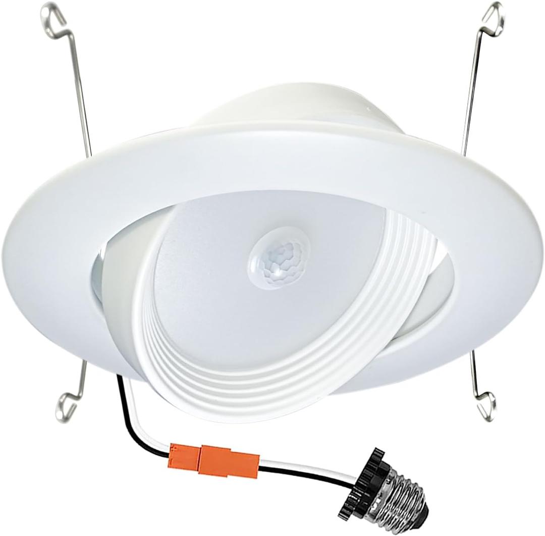 6 inch Retrofit LED PIR Motion Sensor Downlight, 20W LED Ceiling Light with 360 Adjustable Angle, Automatic Day/Night Detection, Warm White 3000K 120V-256V Motion Sensor Recessed Light