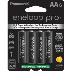 Eneloop Panasonic BK-3HCCA6BA pro AA High-Capacity Ni-MH Pre-Charged Rechargeable Batteries, 6-Battery Pack