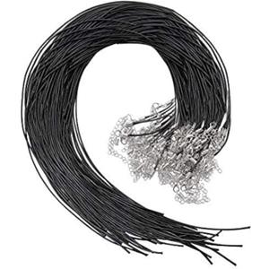 Selizo 50Pcs Necklace Cord Black Waxed Cotton Cord for Necklace Making and Bracelet Making