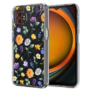 Unov Case Designed for Galaxy XCover7 Pro 5G, Crystal Clear Phone Case with [Anti-Slip Embossed Pattern], Shockproof Slim Protective [Anti-Yellowing TPU] Back Cover, Flower Garden
