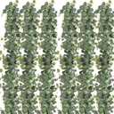 N&T NIETING 6 Pack Artificial Eucalyptus Leaf Garland, Faux Greenery Garland Decor 6 FT Summer Garland, Fake Hanging Vines Garlands for Wedding Decoration Table Mantle