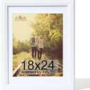 KTKDE 18x24 Poster Frame Real Glass,White Picture Frame Display Pictures 16x20 with Mat or 18x24 Without Mat, Modern Style Wood Composite Frame,Gallery Wall Frame Wooden ，best gift