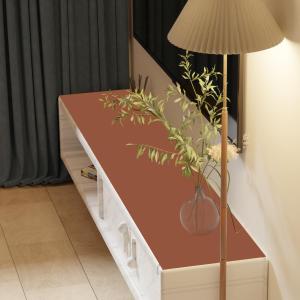 Leather Table Cover,1.8mm Thick,12x45 Inch Table Protector,Glass Table Protector,Table Sticker Cover,Desk Covers On Top of Desks.(Brown+Gray,12x45)