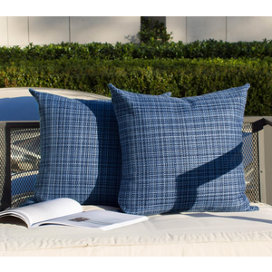 Kevin Textile Pack of 2 Decorative Outdoor Waterproof Throw Pillow Covers Lumbar Pillowcases Modern Cushion Cases for Patio Couch Bench 22 x 22 Inch, Light Blue