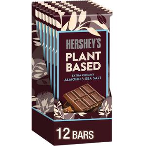 HERSHEY'S Plant Based Extra Creamy with Almond and Sea Salt Candy Bar, 1.55 oz (12 Count) (EXP 09/01/25)