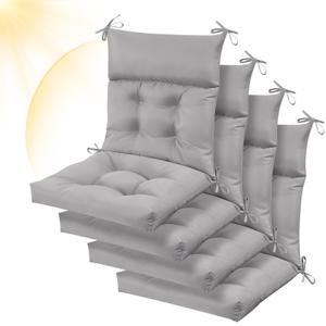Sintuff 44 x 21 x 4 Patio Chair Cushions Outdoor Chair Cushions Seat/Back Tufted Pillow with Ties All Weather Replacement Indoor Patio Furniture Outdoor Furniture (Grey,4 Pcs)