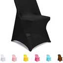 Jieqier Spandex Folding Chair Covers, Black Folding Chair Slipcovers 6 PCS, Universal Fitted Chair Slipcovers for Wedding, Party, Banquet, Holidays, Celebration