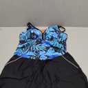 Arolina 2025 Women's Tankini Swimsuits with Pockets Tummy Control Two Piece Bathing Suits with Boy Shorts (Medium, Black Blue Leaves)