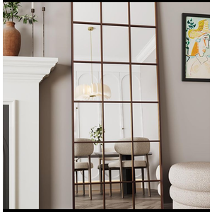 Antok Full Length Mirror, Floor Mirror 65" x 22" Rectangular Window Decorative Mirror, Metal Framed Decor Floor Mirror Art Pane Mirror Wall Decor for Bedroom, Living Room, Entryway, Bronze