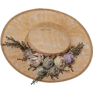 COSDREAMER Victorian Hat Womens Girls Tea Party Hats Vintage Flowers Flat (Beige)